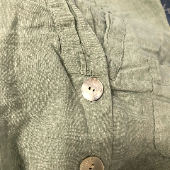 PureJill J. Jill v neck green 100% linen blouse 3/4 sleeve extra large petite - Picture 3 of 9